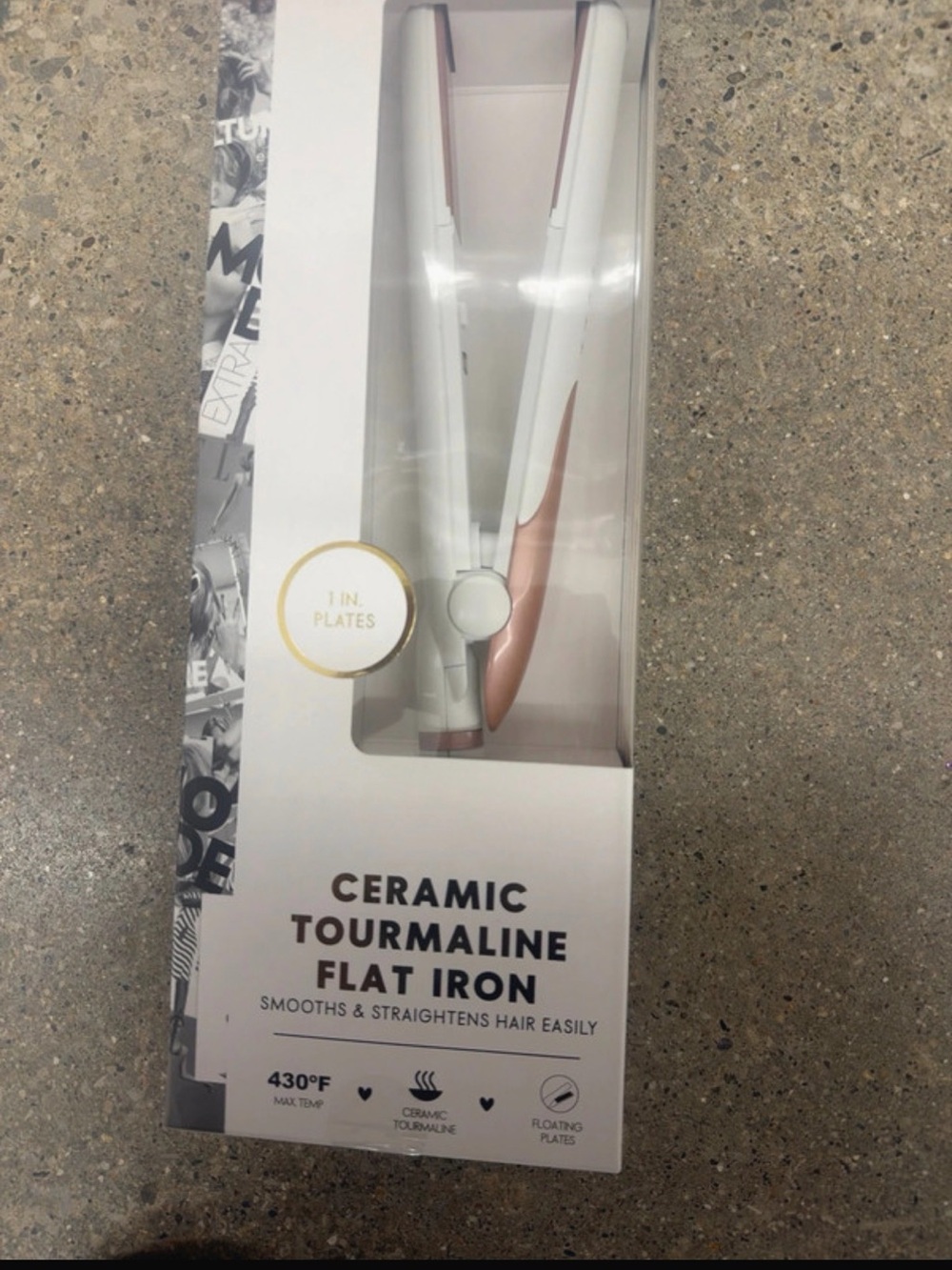 Ellie Ceramic Flat Iron in White and Rose Gold